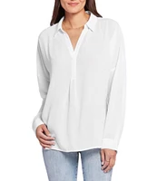 NYDJ Becky Collared Y-Neck Dolman Sleeve Georgette Blouse