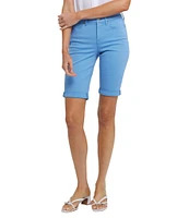 NYDJ Briella Rolled-Cuff Mid Rise Stretch Denim Bermuda Shorts