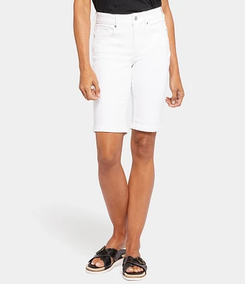 NYDJ Briella Rolled-Cuff Mid Rise Stretch Denim Bermuda Shorts