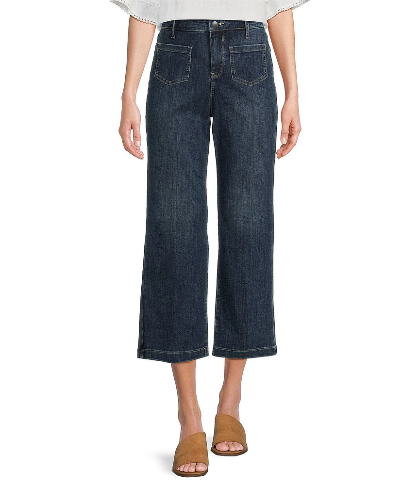NYDJ Coco Stretch Denim High Rise Wide Leg Cropped Jeans