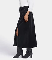 NYDJ Corduroy High Rise Side Slit 5-Pocket Long Skirt