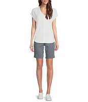 NYDJ Ella Malaga Stripe Side Slit Hem Shorts