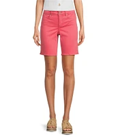 NYDJ Ella Crepe Valley Print Slim Fit Mid Rise Slit Hem Stretch Denim Shorts