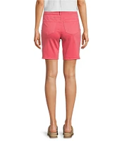NYDJ Ella Crepe Valley Print Slim Fit Mid Rise Slit Hem Stretch Denim Shorts
