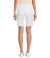 NYDJ Ella Crepe Valley Print Slim Fit Mid Rise Slit Hem Stretch Denim Shorts