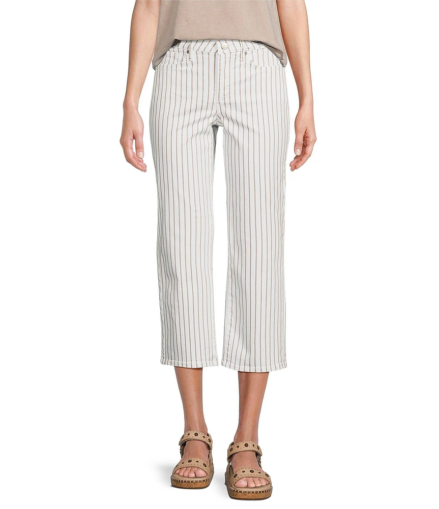 NYDJ High Rise Straight Leg Relaxed Fit Cropped Stretch Denim Jeans