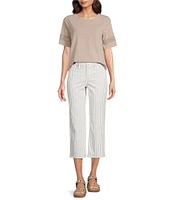 NYDJ High Rise Straight Leg Relaxed Fit Cropped Stretch Denim Jeans