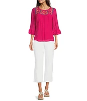 NYDJ Joni High Rise Straight Leg Relaxed Fit Cropped Stretch Denim Jeans