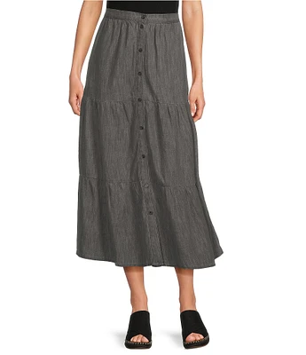 NYDJ Lightweight Denim Tiered Maxi Skirt
