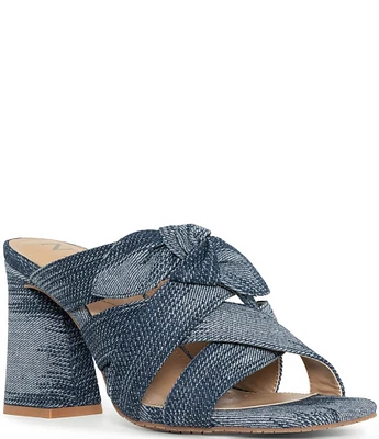 NYDJ Loreri Streaked Denim Bow Dress Slides