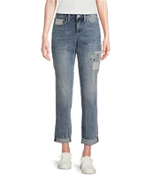 NYDJ Margot Lift Tuck® Embroidered Patch Cropped Girlfriend Jean