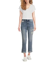 NYDJ Margot Lift Tuck® Embroidered Patch Cropped Girlfriend Jean