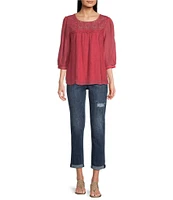 NYDJ Margot Stretch Denim Lift Tuck® Stripe Patch High Rise Girlfriend Ankle Jean