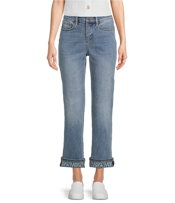 NYDJ Marilyn Lift Tuck® Technology Leopard Print Cuff Ankle Jeans