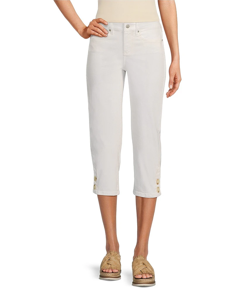 NYDJ Marilyn Lift Tuck® Technology Straight Leg Side Button Plackets Hem Crop Jeans