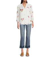 NYDJ Marilyn Mid Rise Ankle Straight Cropped Stretch Denim Jeans