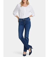 NYDJ Marilyn Stitching Straight Leg High Waisted Jeans