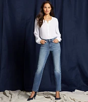 NYDJ Marilyn Stitching Straight Leg High Waisted Jeans