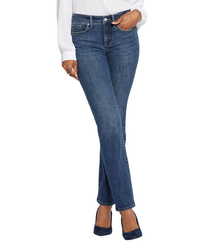 NYDJ Marilyn Straight Leg Stretch Denim Mid Rise Jeans