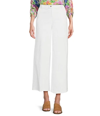 NYDJ Mona Striped High Rise Wide Leg Ankle Trouser Jeans