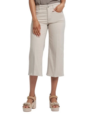NYDJ Petite Size Brigitte High Waisted Wide Leg Capri Jeans