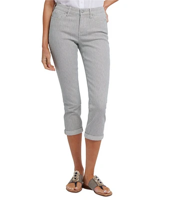 NYDJ Petite Size Chloe Lift Tuck® Technology Luarca Stripe Slim Leg Cuff Capri Jeans