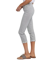 NYDJ Petite Size Chloe Lift Tuck® Technology Luarca Stripe Slim Leg Cuff Capri Jeans
