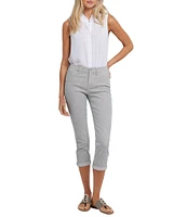 NYDJ Petite Size Chloe Lift Tuck® Technology Luarca Stripe Slim Leg Cuff Capri Jeans
