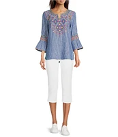 NYDJ Petite Size Chloe Side Slit Hem Capri Jeans