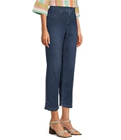 NYDJ Petite Size Dakota Mid Rise Straight Leg Crop Pull-On Jeans