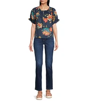 NYDJ Petite Size Sheri Slim Tonal Stitch High Rise Jeans