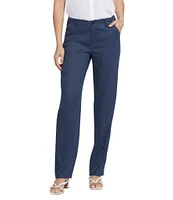 NYDJ Petite Size Solid Marilyn Stretch Linen Blend Straight Leg Pants