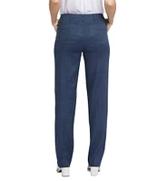 NYDJ Petite Size Solid Marilyn Stretch Linen Blend Straight Leg Pants