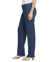 NYDJ Petite Size Solid Marilyn Stretch Linen Blend Straight Leg Pants