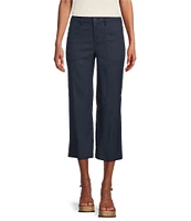 NYDJ Petite Size Stretch Linen Blend High Rise Wide Leg Cargo Capri Pants