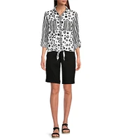 NYDJ Petite Size Stretch Twill Flat Front High Rise Shorts