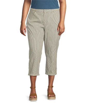 NYDJ Plus Size Chloe Lift Tuck® Technology Luarca Stripe Slim Leg Cuff Capri Jeans
