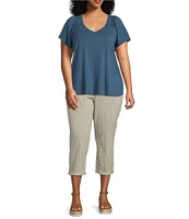 NYDJ Plus Size Chloe Lift Tuck® Technology Luarca Stripe Slim Leg Cuff Capri Jeans
