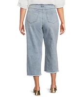NYDJ Plus Size Coco Stretch Denim Wide Leg Frayed Hem Cropped Jeans