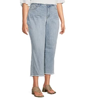 NYDJ Plus Size Coco Stretch Denim Wide Leg Frayed Hem Cropped Jeans
