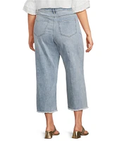 NYDJ Plus Size Coco Stretch Denim Wide Leg Frayed Hem Cropped Jeans