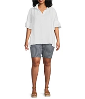 NYDJ Plus Size Ella Malaga Stripe Side Slit Hem Shorts