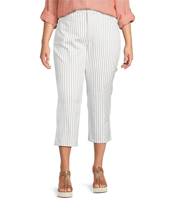 NYDJ Plus Size High Rise Straight Leg Relaxed Fit Cropped Stretch Denim Jeans