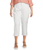 NYDJ Plus Size High Rise Straight Leg Relaxed Fit Cropped Stretch Denim Jeans