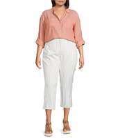 NYDJ Plus Size High Rise Straight Leg Relaxed Fit Cropped Stretch Denim Jeans
