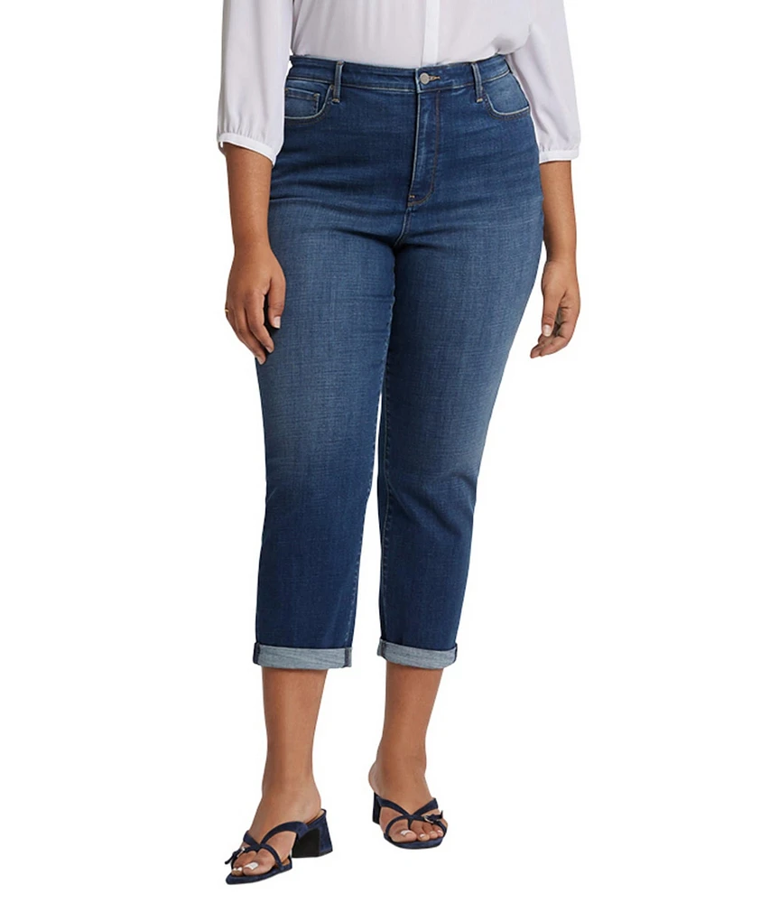 NYDJ Plus Size Margot Roll Up Hem Stretch Denim Girlfriend Jeans