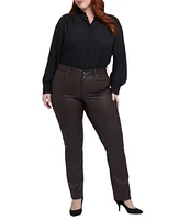 NYDJ Plus Size Marilyn Mid Rise Straight Leg Coated Denim 5-Pocket Jeans