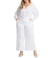 NYDJ Plus Size Mona Solid High Rise Wide Leg Ankle Trouser Jeans