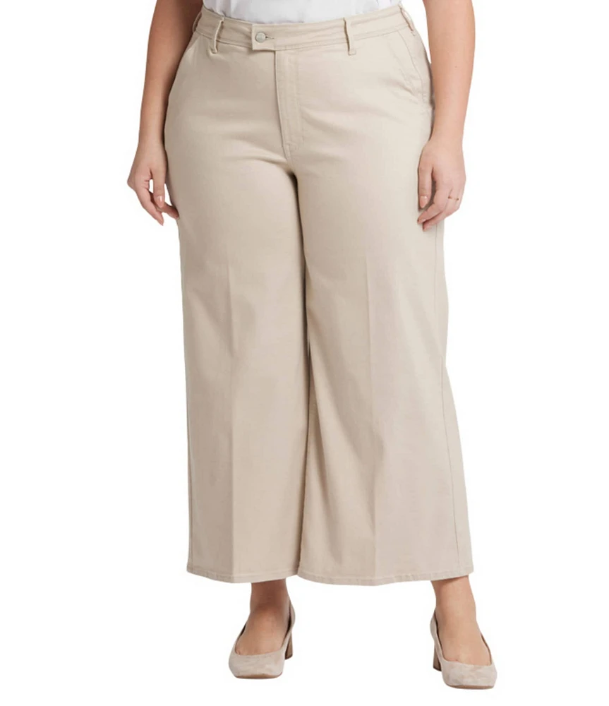 NYDJ Plus Size Mona Solid High Rise Wide Leg Ankle Trouser Jeans
