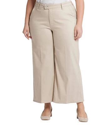 NYDJ Plus Size Mona Solid High Rise Wide Leg Ankle Trouser Jeans